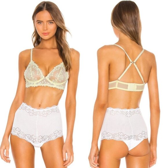 NWT‎ Revolve Free People Veronica Underwire Lace Bra 34C Yellow Faded Sunshine - Picture 1 of 6